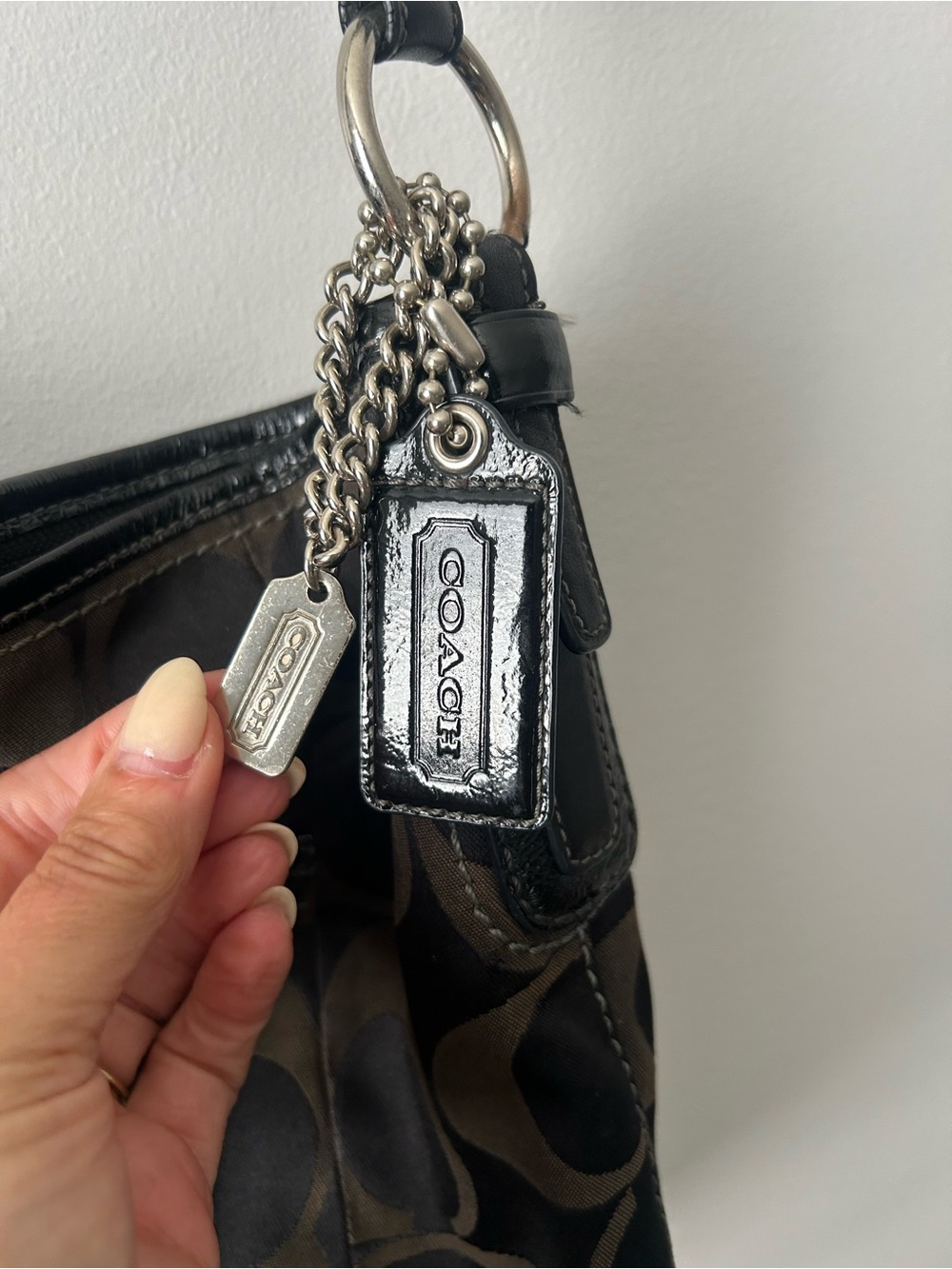Coach Brown and Black Signature hobo Shoulder Bag 12676 - Picture 2 of 11